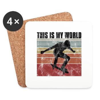 This is My world Skateboard Skateboarder Skate - Coasters (set of 4) - white - Front