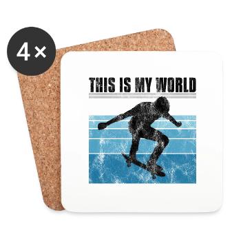 This is My world Skateboard Skateboarder Skate - Coasters (set of 4) - white - Front