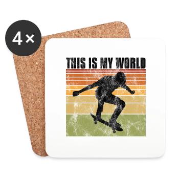 This is My world Skateboard Skateboarder Skate - Coasters (set of 4) - white - Front