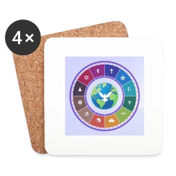 One World many religions for peace. - Coasters (set of 4) - white - Front