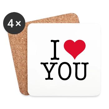 I LOVE YOU - Sottobicchieri (set da 4 pezzi) - bianco - Fronte