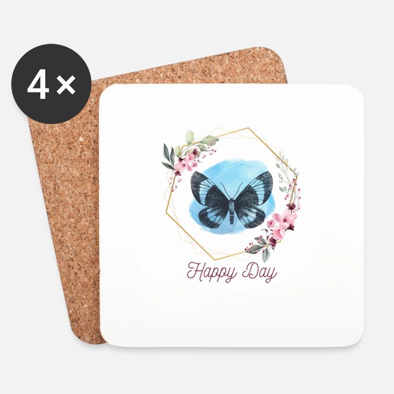 Happy Day - Untersetzer (4er-Set) - Weiß