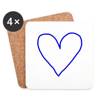 Herz blau Geschenkidee - Untersetzer (4er-Set) - Weiß - Vorne