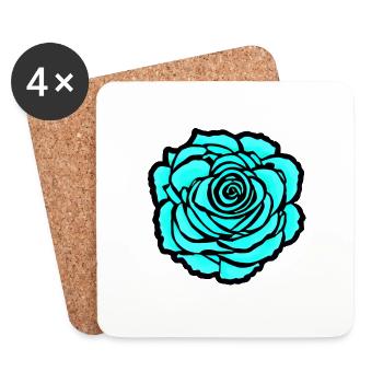 Blaue Rose - Untersetzer (4er-Set) - Weiß - Vorne