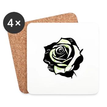 Rose - Untersetzer (4er-Set) - Weiß - Vorne