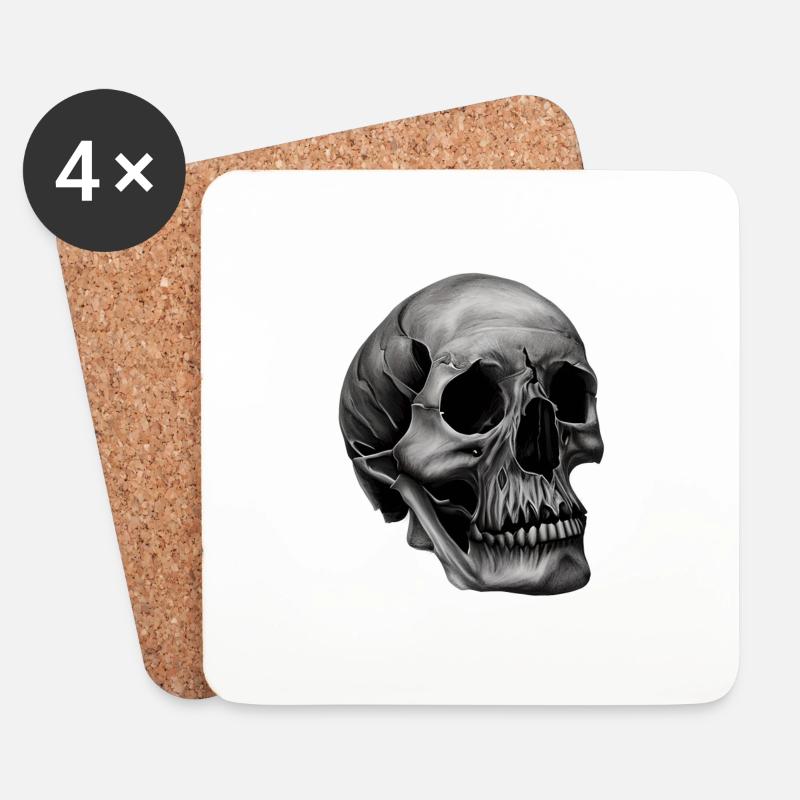 Totenkopf - Untersetzer (4er-Set) - Weiß
