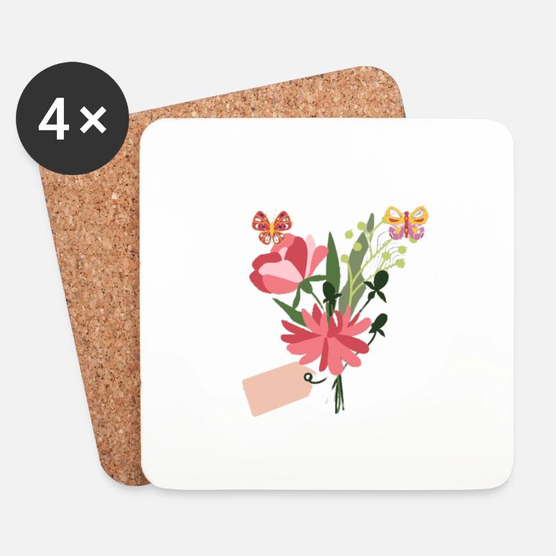 Schmetterlingsblumen - Untersetzer (4er-Set) - Weiß