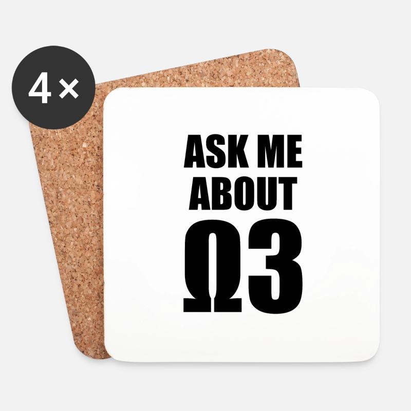 Ask Me About Omega 3 - Untersetzer (4er-Set) - Weiß