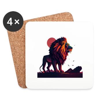 Lion au coucher du soleil - Dessous de verre (lot de 4) - blanc - Devant