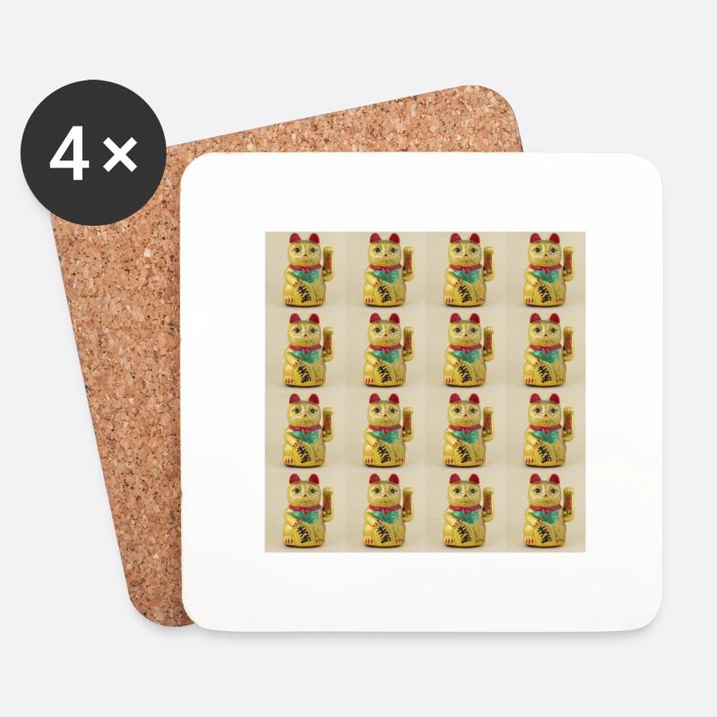 Lucky 16 Cats - Untersetzer (4er-Set) - Weiß