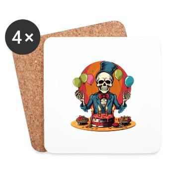 Skeleton fête son anniversaire ! - Dessous de verre (lot de 4) - blanc - Devant