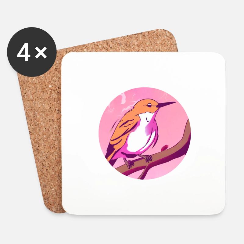 Spring Awakening Bird - Coasters (set of 4) - white