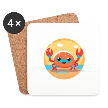 Beach Crab Fun - Coasters (set of 4) - white - Front