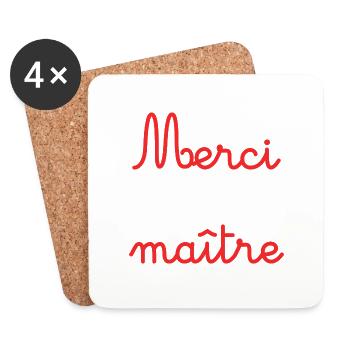 MERCI. ANNIVERSAIRE. NAISSANCE. RETRAITE. MERCI - Dessous de verre (lot de 4) - blanc - Devant