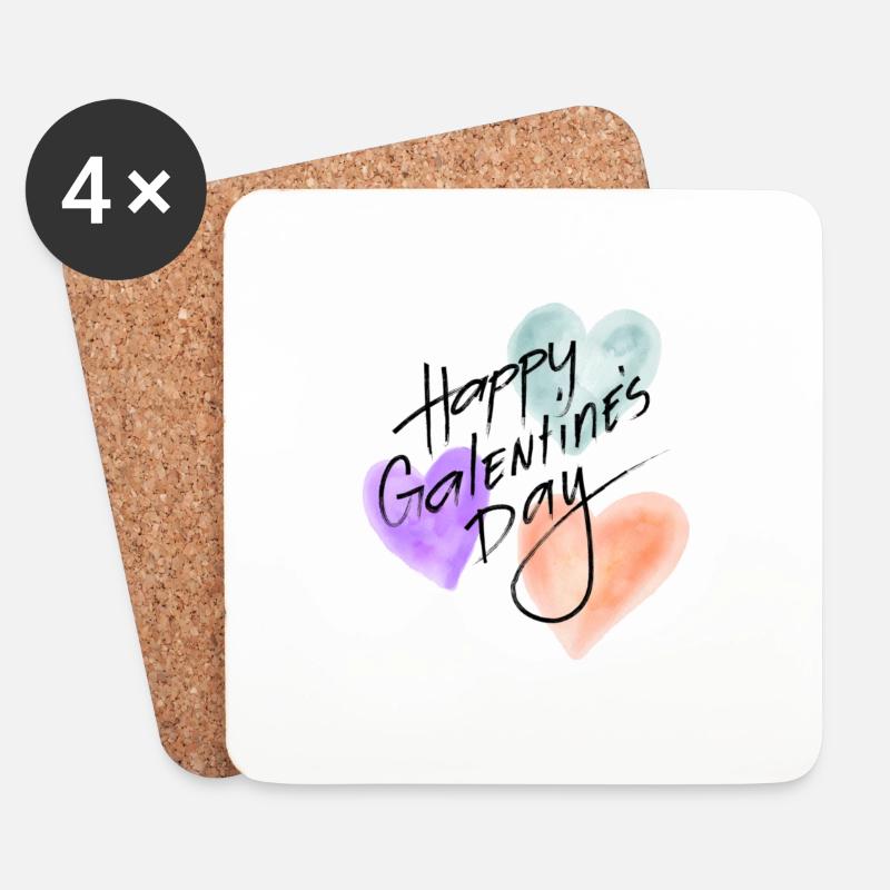 Happy Galentine's Day - Untersetzer (4er-Set) - Weiß