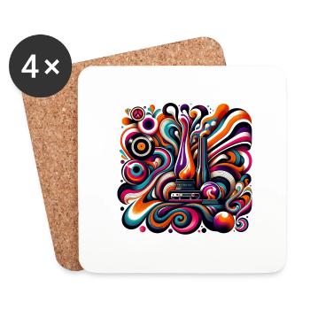 Psychedelische Retro-Fusion - Untersetzer (4er-Set) - Weiß - Vorne