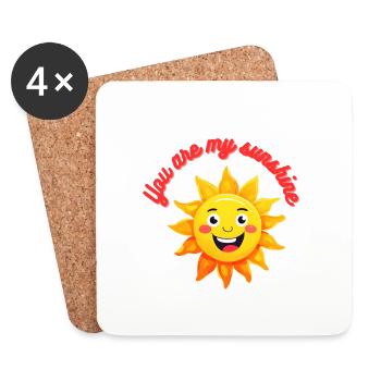You are my sunshine message gentil et positif 2 - Dessous de verre (lot de 4) - blanc - Devant