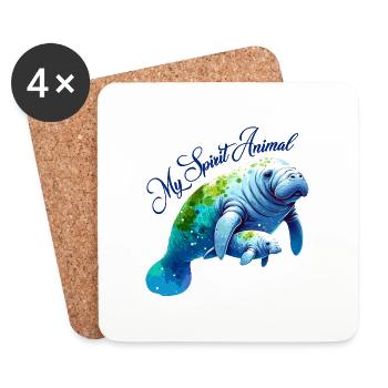 Seekuh mit Kalb - Untersetzer (4er-Set) - Weiß - Vorne