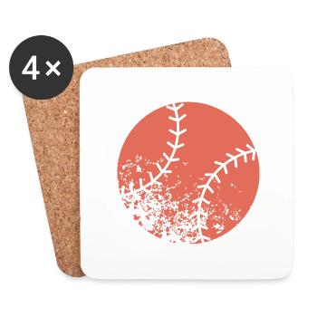 Baseball - Untersetzer (4er-Set) - Weiß - Vorne
