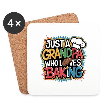 Grandpa is a baker, our grandpa likes to bake - Coasters (set of 4) - white - Front