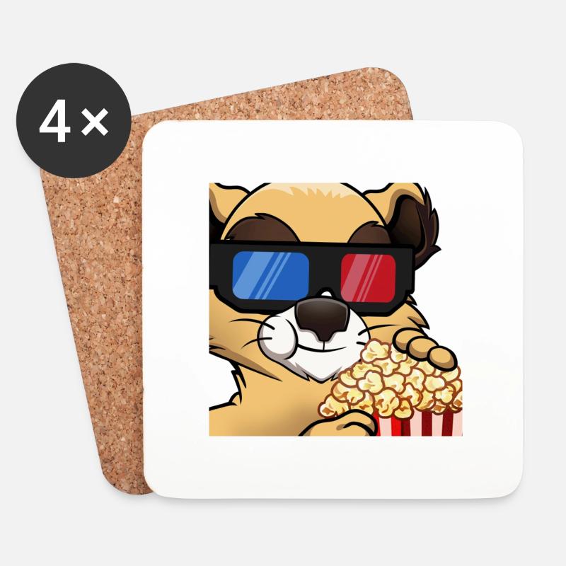 Der kleine Macups beim Videoabend mit 3D Brille - Untersetzer (4er-Set) - Weiß