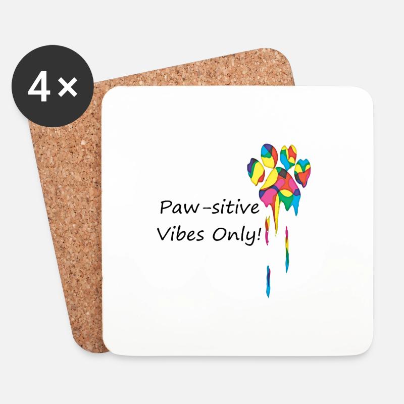 Pawsitive-Vibes Positive Vibes - Untersetzer (4er-Set) - Weiß