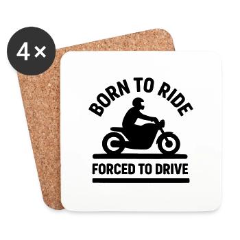 Né pour conduire, forcé de diriger une moto - Dessous de verre (lot de 4) - blanc - Devant