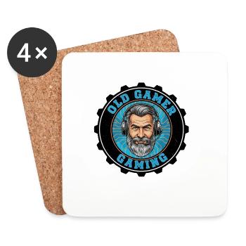 Ancien badge rétro pour gamer - Dessous de verre (lot de 4) - blanc - Devant