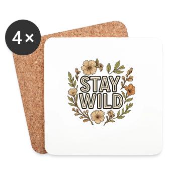 Stay Wild Floral Wreath - Coasters (set of 4) - white - Front