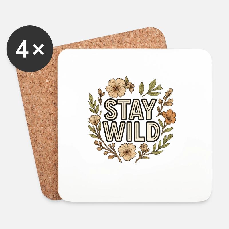 Stay Wild Blumenkranz - Untersetzer (4er-Set) - Weiß