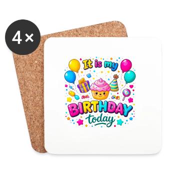 Aujourd’hui, c’est mon anniversaire - Dessous de verre (lot de 4) - blanc - Devant