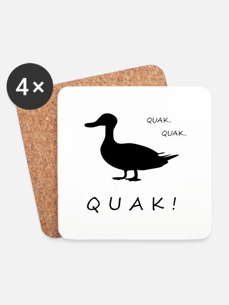 Quak Ente lustig - Untersetzer (4er-Set) - Weiß