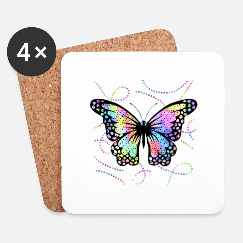 Schmetterling - Untersetzer (4er-Set) - Weiß