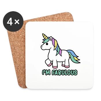 I'M FABULOUS Unicorn - Coasters (set of 4) - white - Front