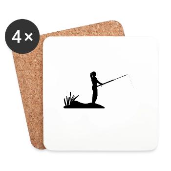 Femme pêche femme passe-temps - Dessous de verre (lot de 4) - blanc - Devant