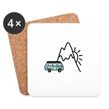 Mountain camping - Coasters (set of 4) - white - Front