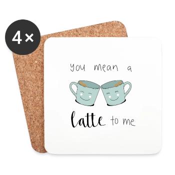 Café latte - Dessous de verre (lot de 4) - blanc - Devant