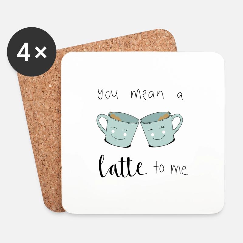 Latte Kaffee - Untersetzer (4er-Set) - Weiß