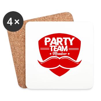 Party Team Member - Untersetzer (4er-Set) - Weiß - Vorne