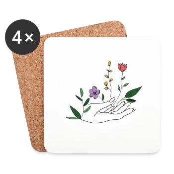 Hands of Flowers - Untersetzer (4er-Set) - Weiß - Vorne