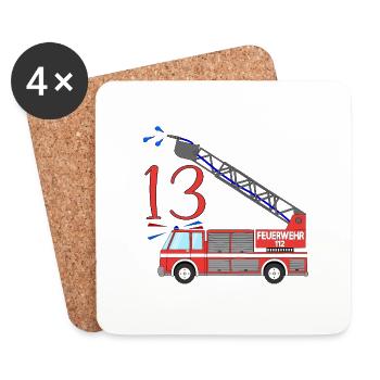 Fire engine 13th birthday - Coasters (set of 4) - white - Front