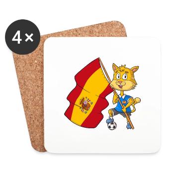 Spanien Fan Katze - Untersetzer (4er-Set) - Weiß - Vorne