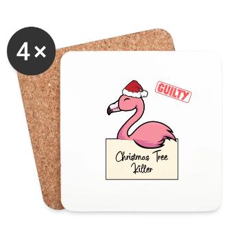 Weihnachtsbaum Umschubser Flamingo - Untersetzer (4er-Set) - Weiß - Vorne