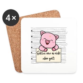 Schwein lustiger Spruch humor Gefängnisbild - Untersetzer (4er-Set) - Weiß - Vorne