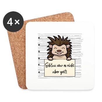 Igel lustiger Spruch humor Gefängnisbild - Untersetzer (4er-Set) - Weiß - Vorne