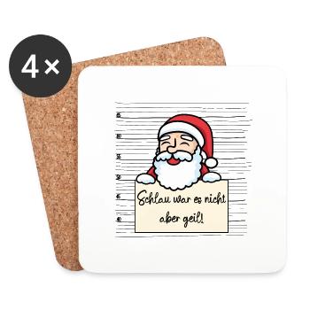 Weihnachtsmann lustiger Spruch humor Gefängnisbild - Untersetzer (4er-Set) - Weiß - Vorne