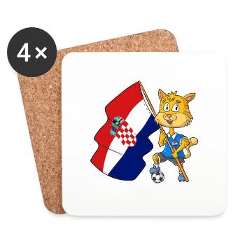 Croatian Fan Cat - Coasters (set of 4) - white - Front