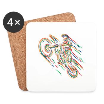 Motocross Colorful Paint Graphic Men Women & Kids - Coasters (set of 4) - white - Front