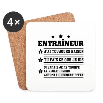 Entraîneur toujours raison Humour cadeau - Dessous de verre (lot de 4) - blanc - Devant