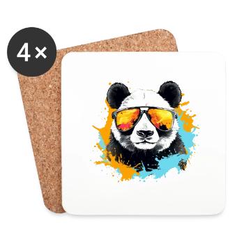 Panda Sonnenbrille Geschenkidee Urlaub Pandabär - Untersetzer (4er-Set) - Weiß - Vorne